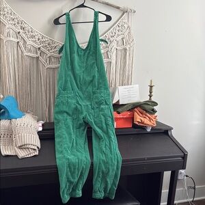 Green Corduroy Overalls free people